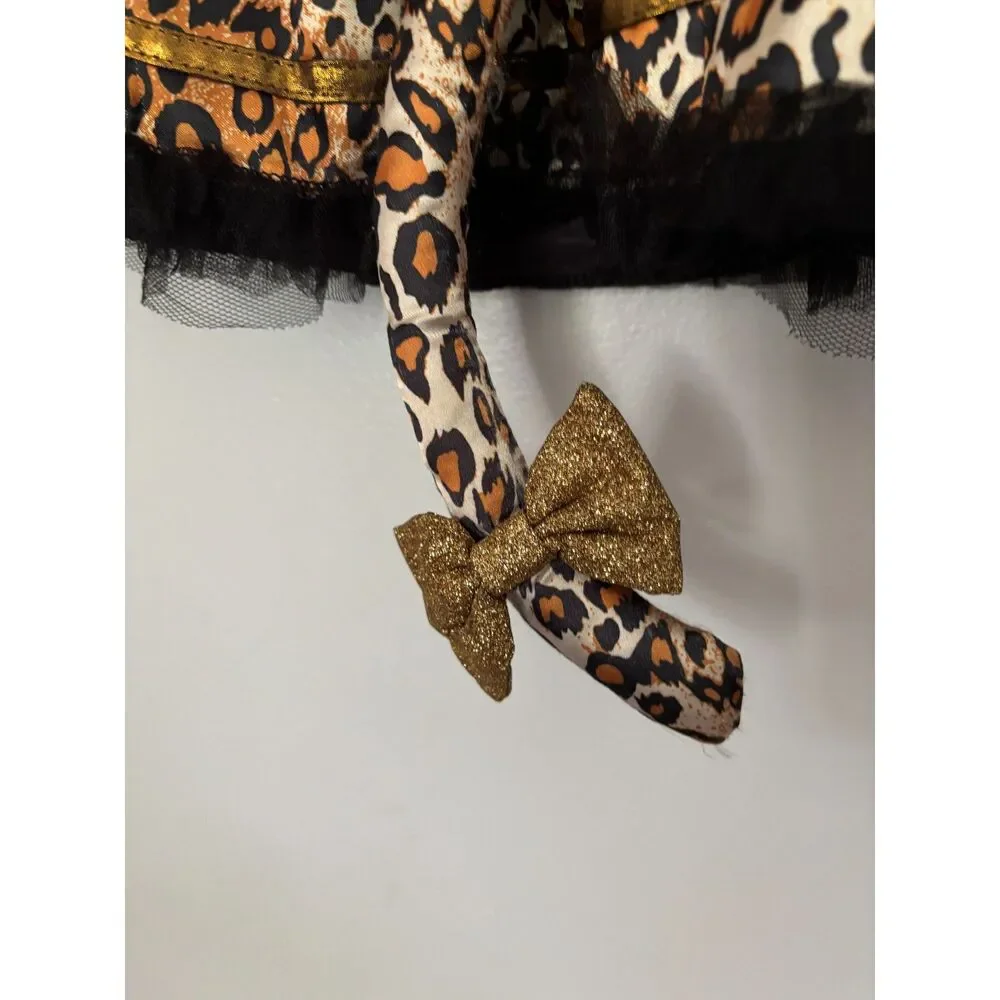 Girls Leopard Cat Costume Size 7-8 Hood Ears Tail Tutu Dress Halloween Cheetah